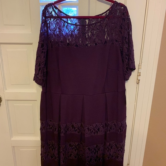 NWT Julian Taylor Plum Dress with Lace Detail Sz 22W - Picture 4 of 5